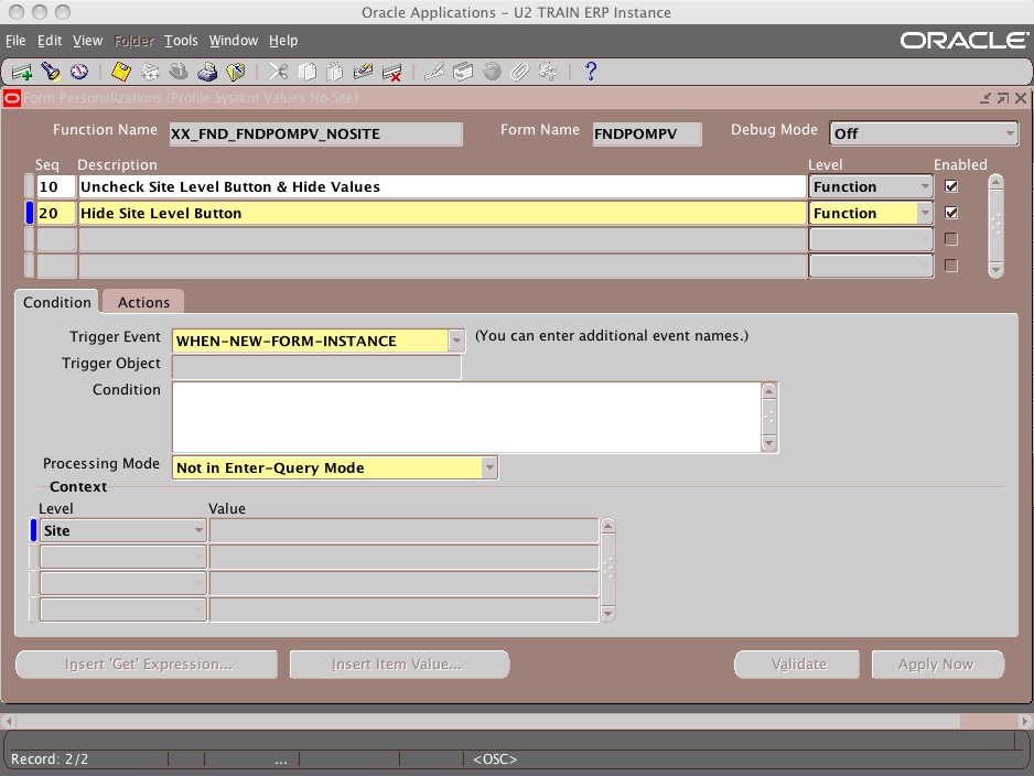 Snapshot 2009 01 16 15 22 14 Form Personalization: Limit Site Level Profile Options Access on the form FNDPOMPV